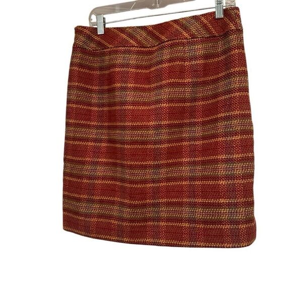 Talbots wool miniskirt in orange, red, yellow plaid- size 6 - Picture 4 of 5